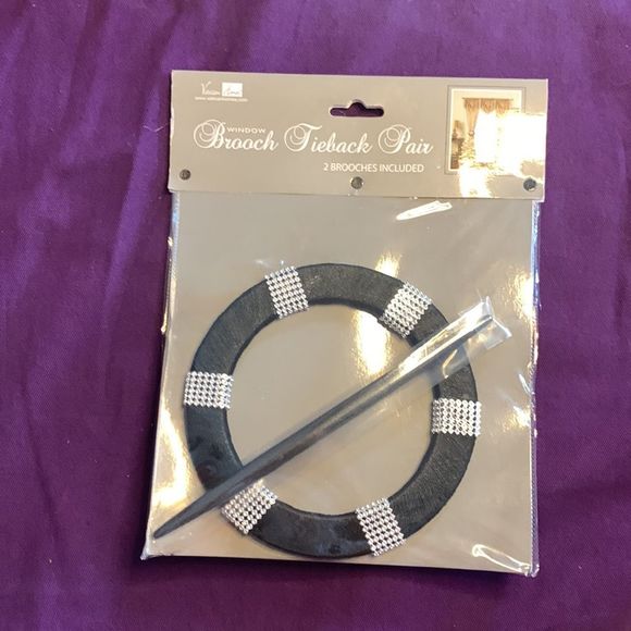 NWT Decorative Black with Silver Sparkle, Window Dressing Brooch Tiebacks - Picture 3 of 7